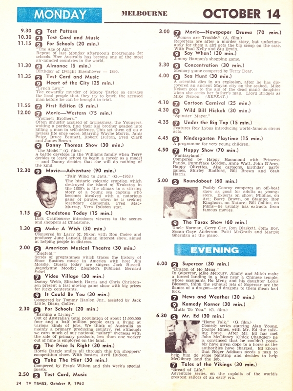 Classic TV Listings - TV History - Media Spy